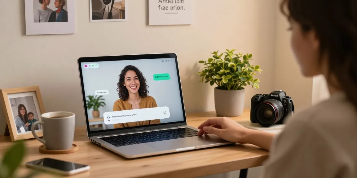 Engaging chat with Crush on AI in a cozy home office setup
