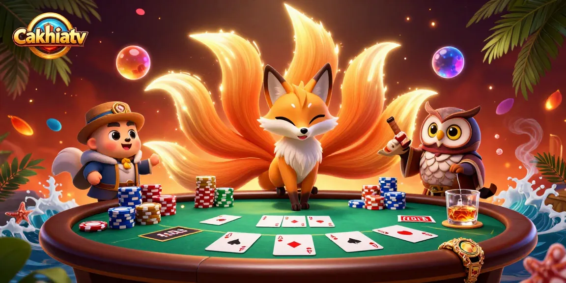Cakhiatv showcases vibrant gaming spirit with colorful characters and dynamic poker elements.